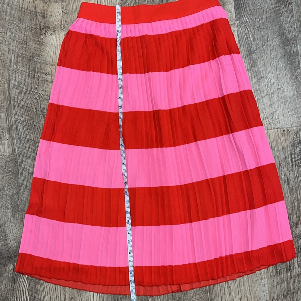 J Crew Red and Pink Pleated Skirt 6‎ - Picture 4 of 6